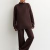 Women 25 UNION | Pants Straight From Dense Jersey Chocolate