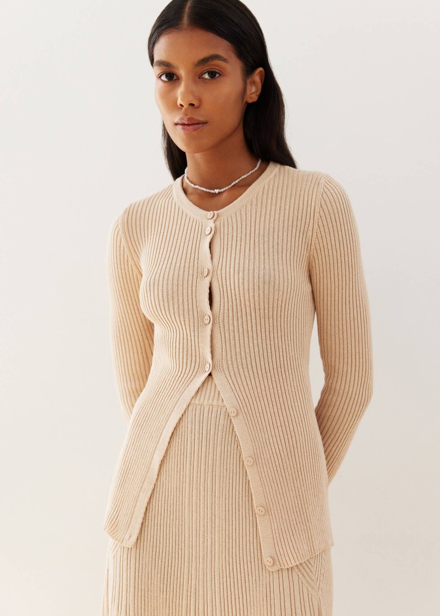 Women 25 UNION | Este Ribbed Button-Down Jumper Cream