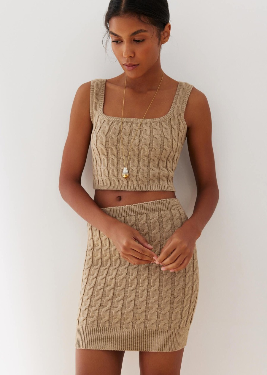 Women 25 UNION | Mini Skirt With Folen Braid Pattern Beige