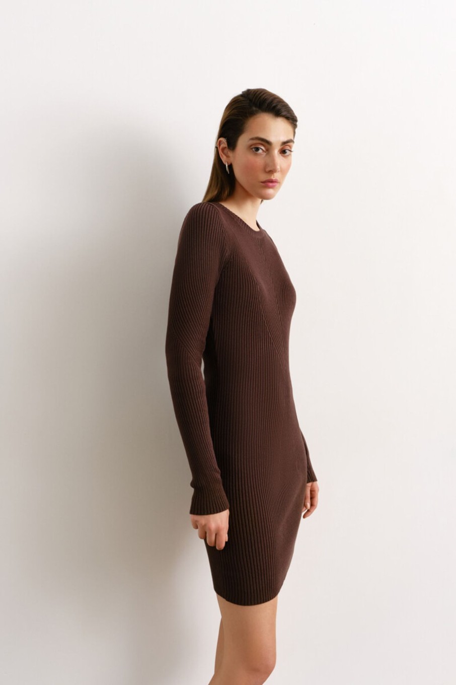 Women 25 UNION | Dress Silhouette Mini Textured Knit Chocolate