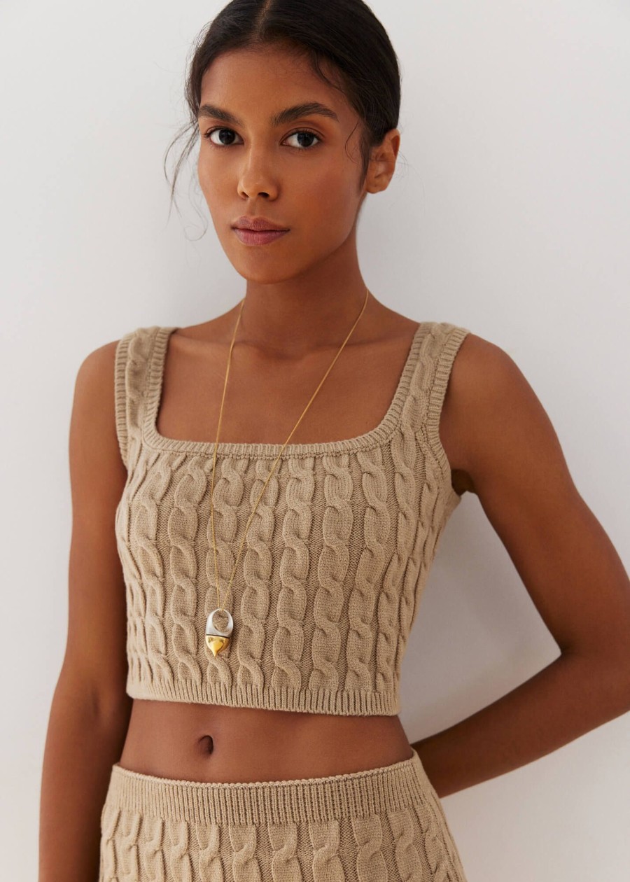 Women 25 UNION | Top With Braided Pattern Folen Beige