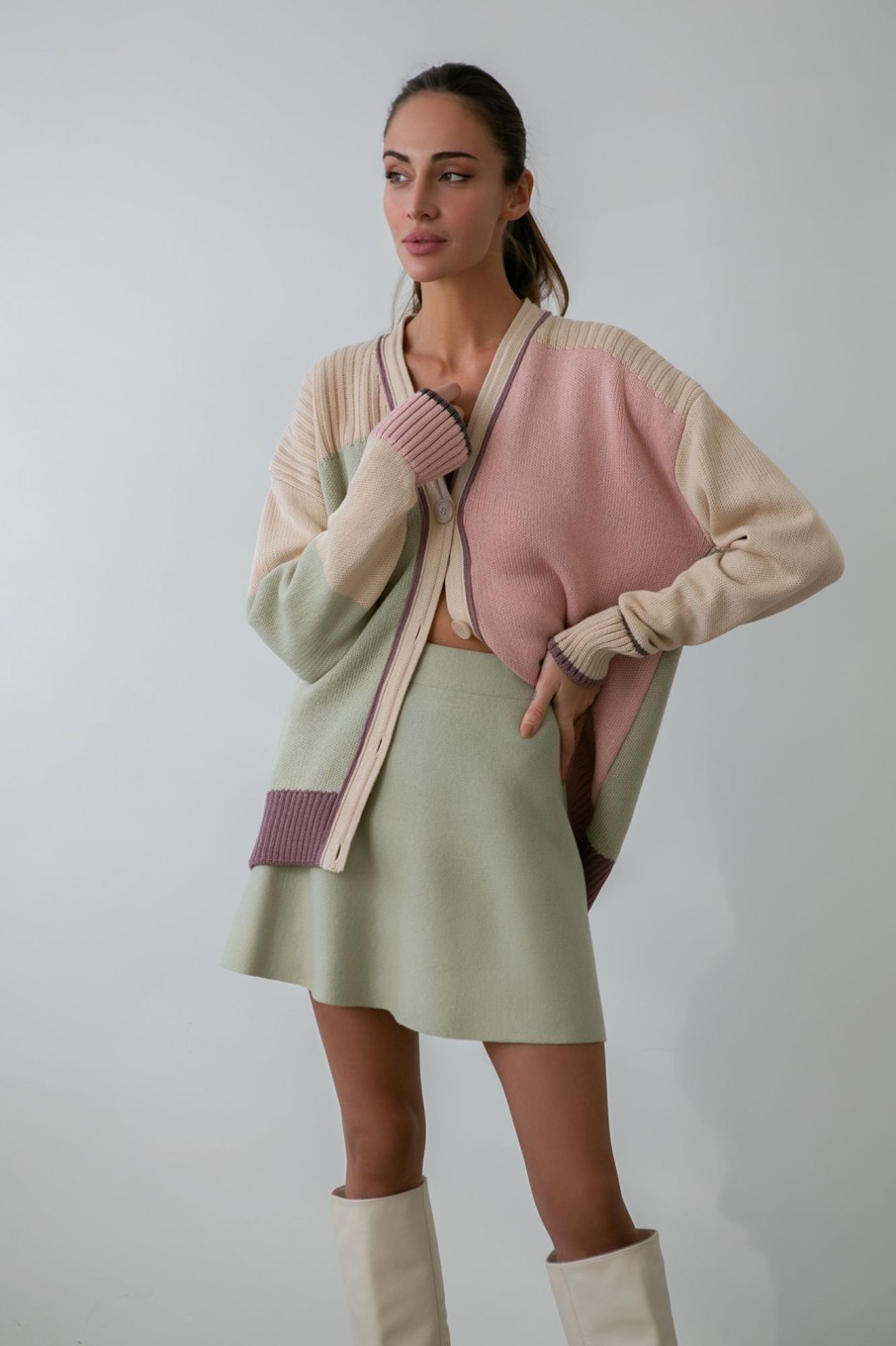 Women 25 UNION | Mini Skirt Made Of Dense Jersey Light Olive