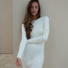 Women 25 UNION | Midi Silhouette Dress With Textured Knit Milk