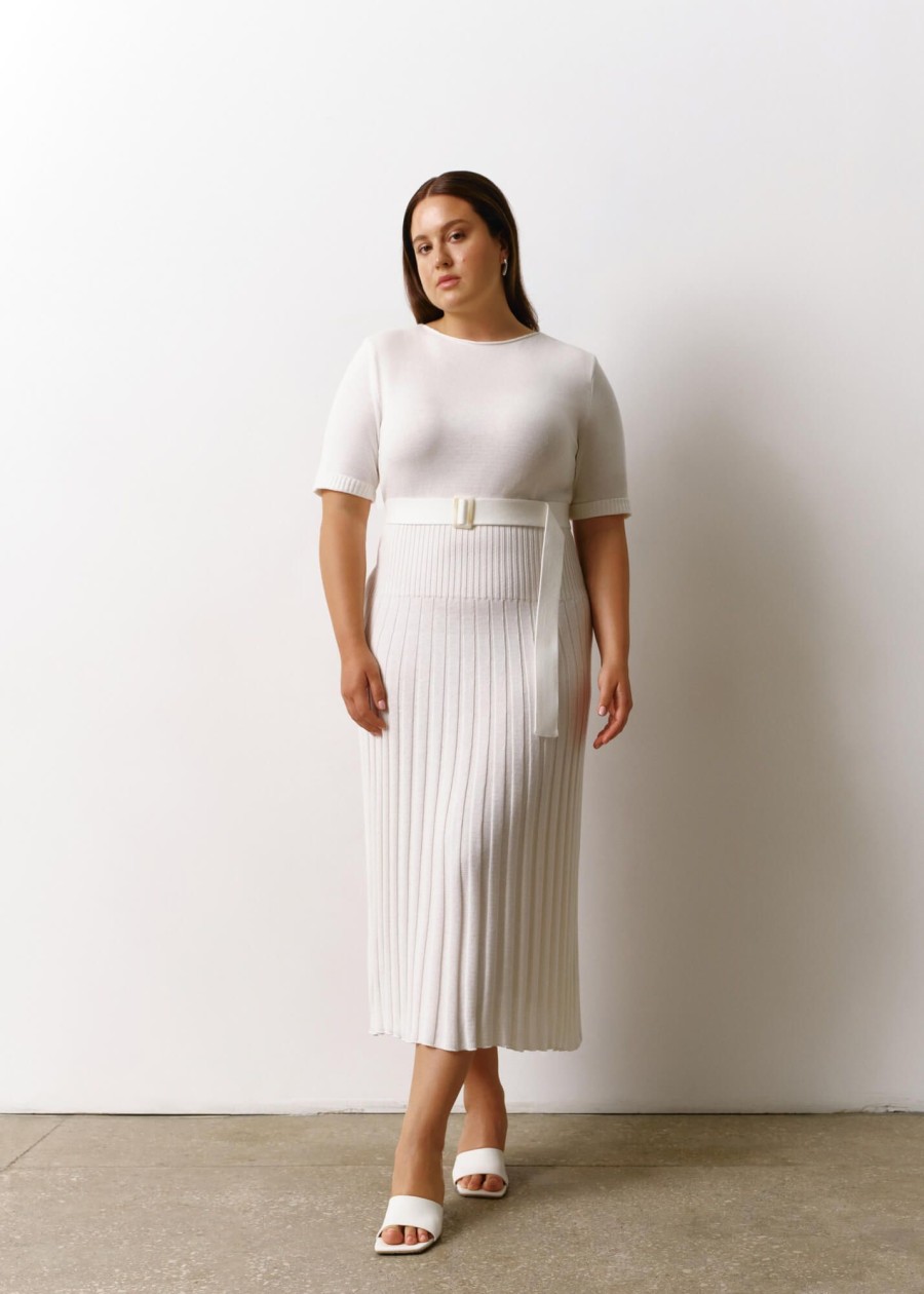 Women 25 UNION | Midi Dress With A Pleated Skirt Milk Size L-Xl