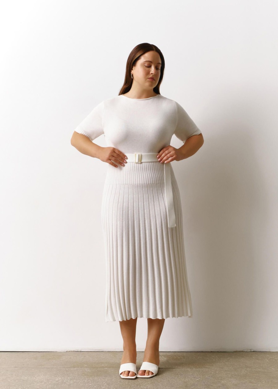 Women 25 UNION | Midi Dress With A Pleated Skirt Milk Size L-Xl