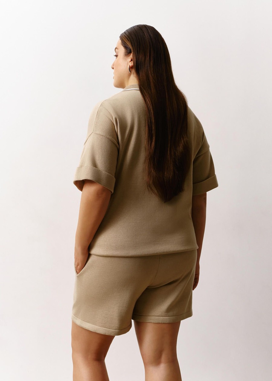 Women 25 UNION | Knitted Shorts With Pockets Beige Size L-Xl