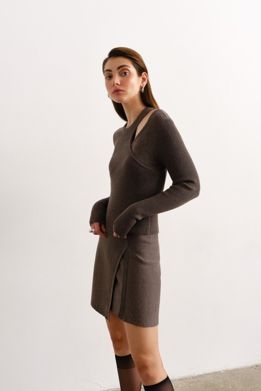 Women 25 UNION | Mini Skirt Of Asymmetric Cut Cappuccino