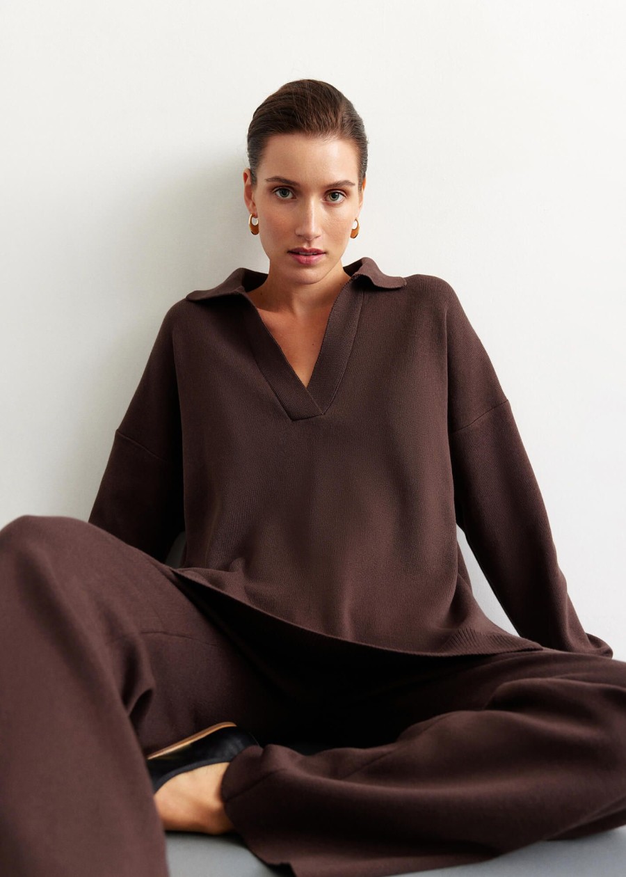 Women 25 UNION | Oversized Polo Jumper Chocolate