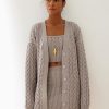 Women 25 UNION | Long Cardigan With Faulen Braid Pattern Gray