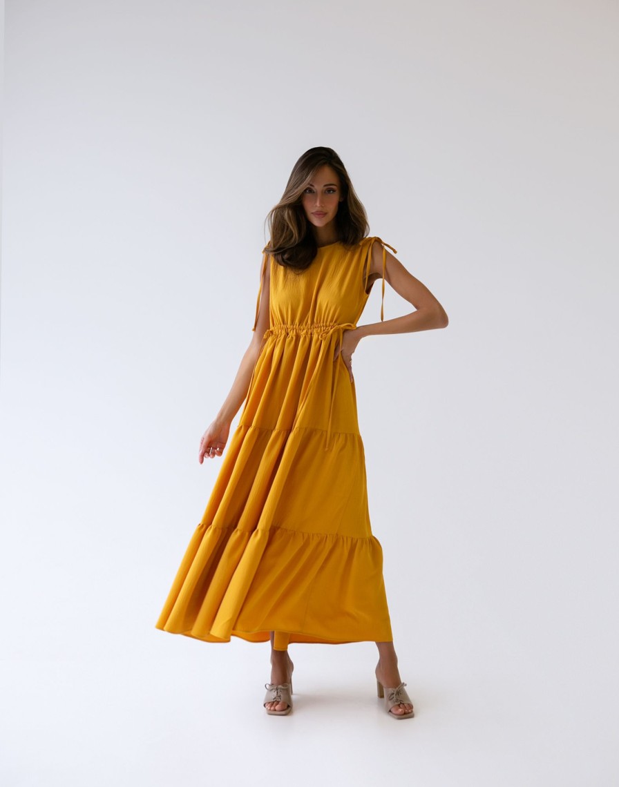 Women 25 UNION | Ruffle Dress Mustard