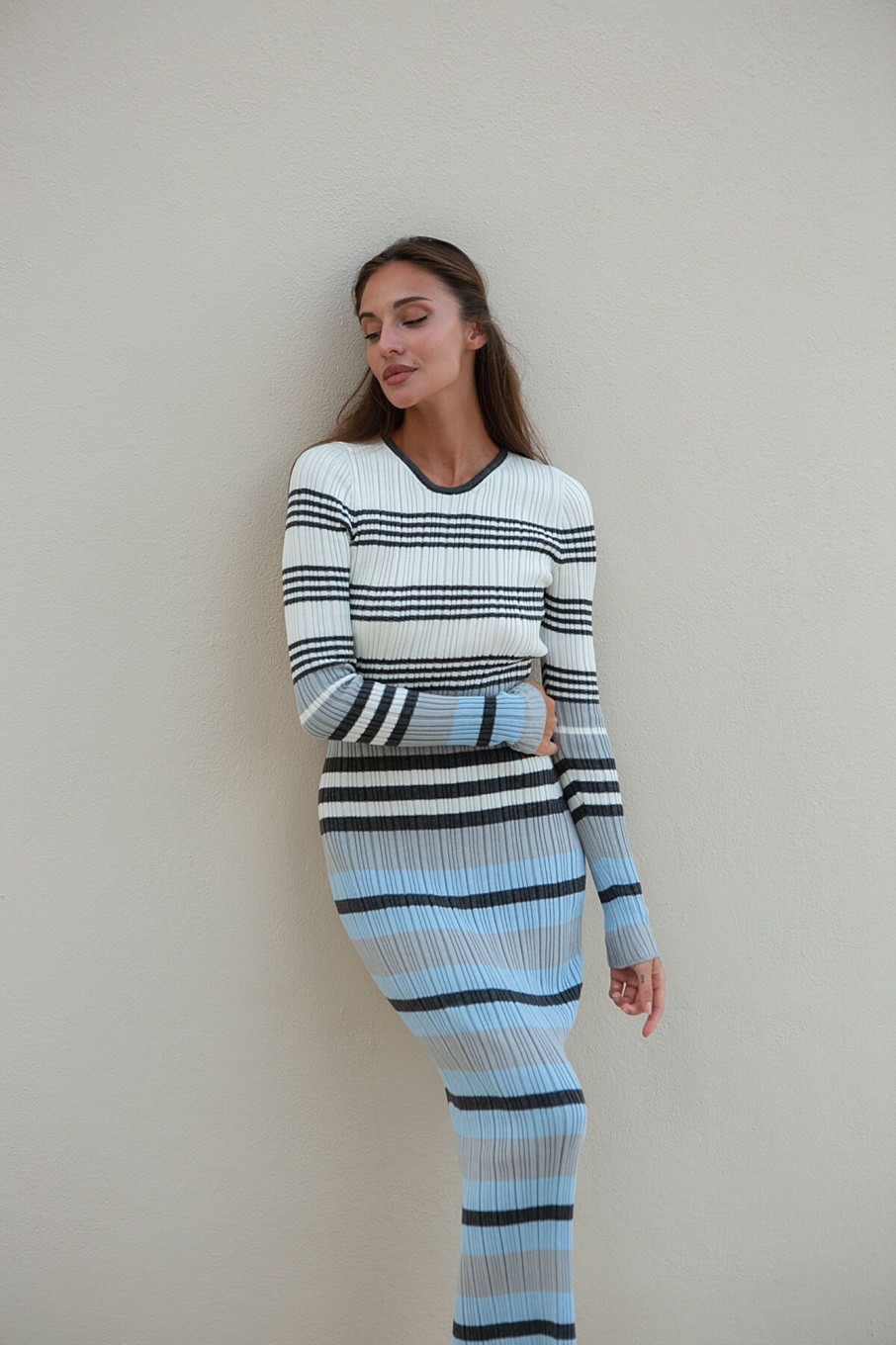 Women 25 UNION | Striped Dress Blue + Gray