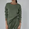 Women 25 UNION | Jumper With Colored Cuffs And Neck Olive