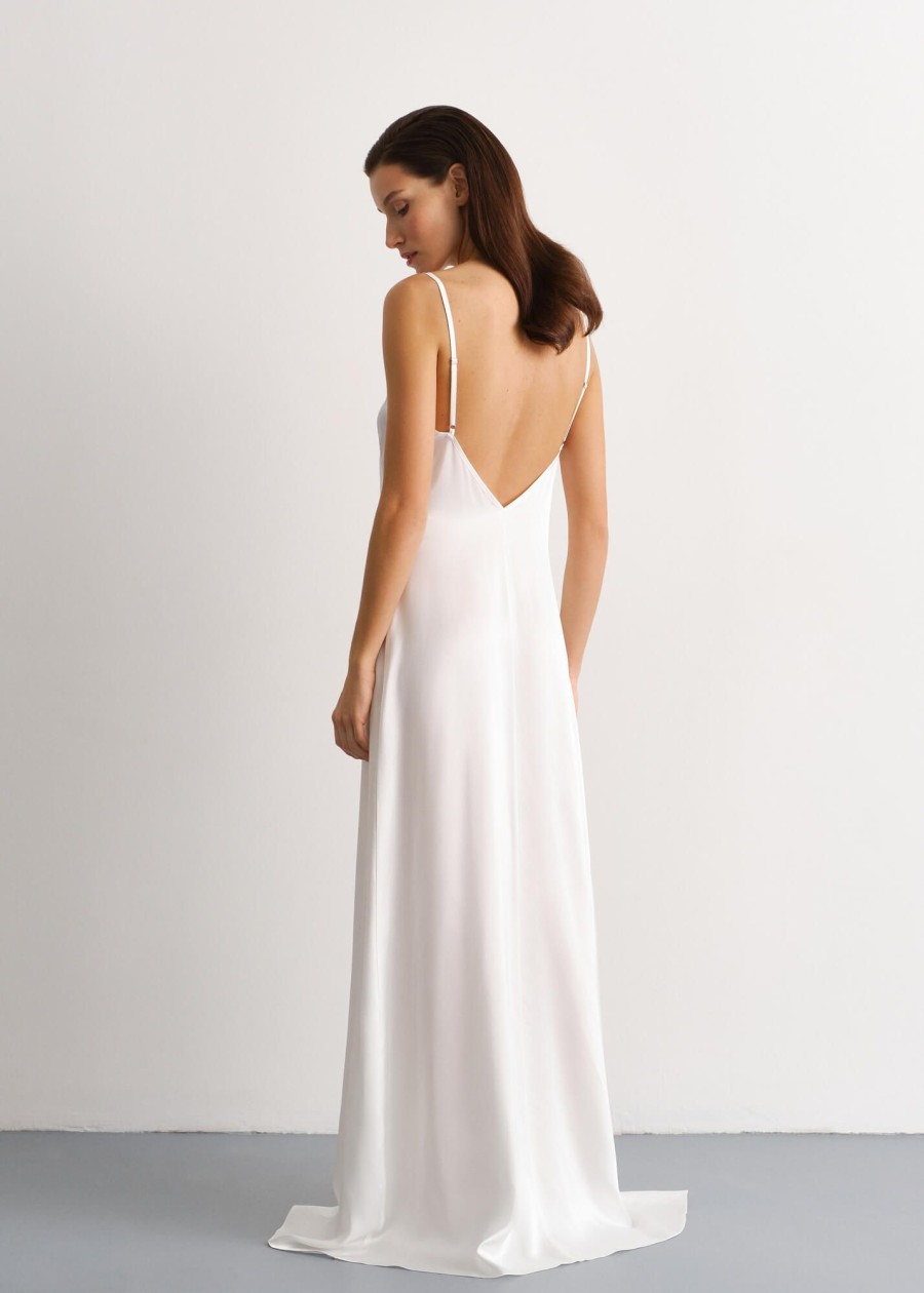 Women 25 UNION | White Dress Swan Made Of Natural Silk And Viscose