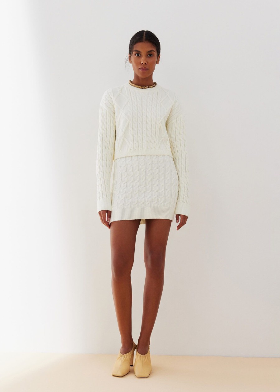 Women 25 UNION | Folen Set Short Jumper And Skirt Milk