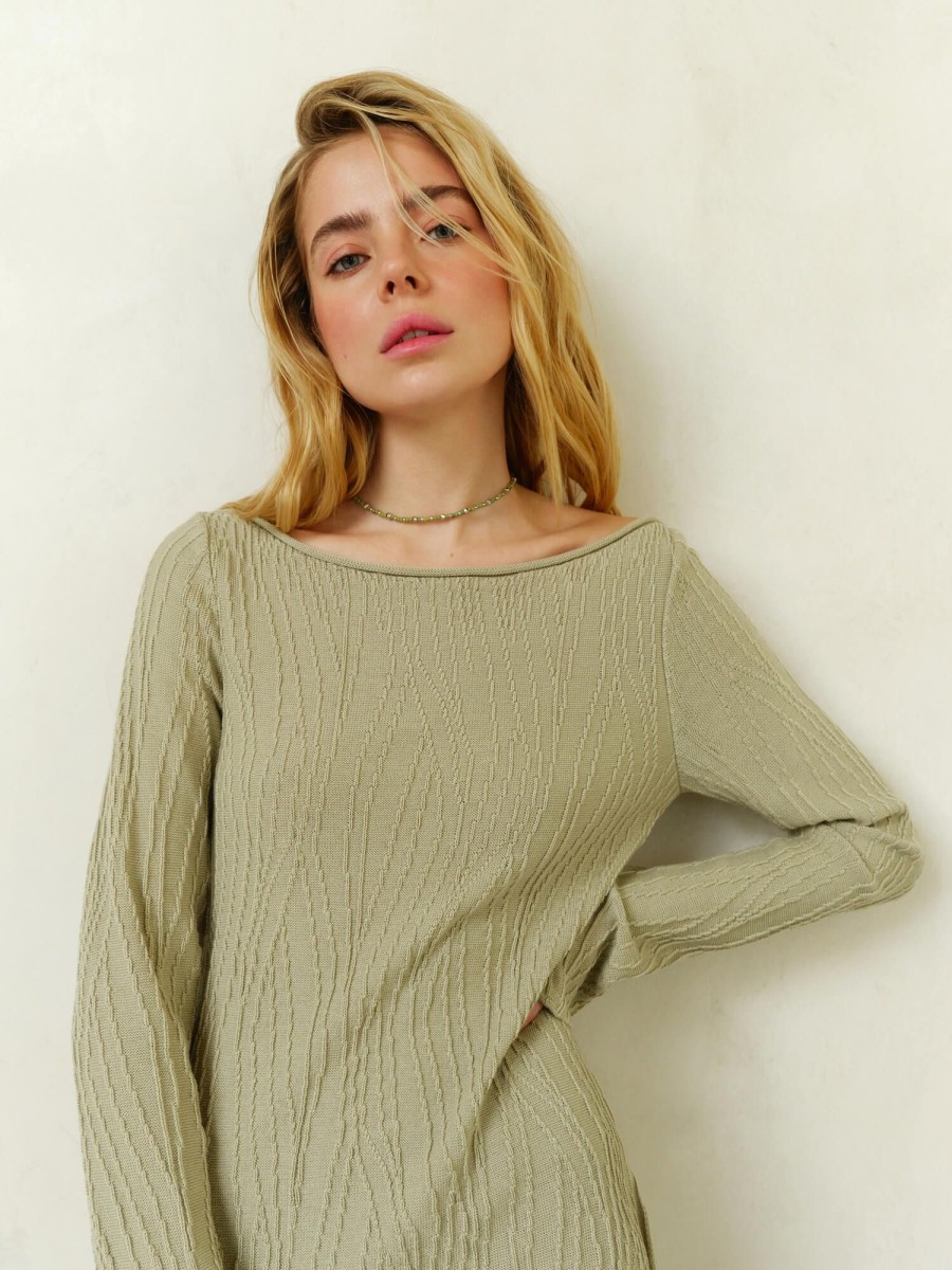 Women 25 UNION | Jumper With Textured Pattern Primavera Light Olive